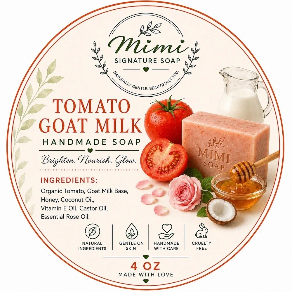 Tomato Goat Milk Handmade Massage‎ Bar 4oz Natural Ingredients